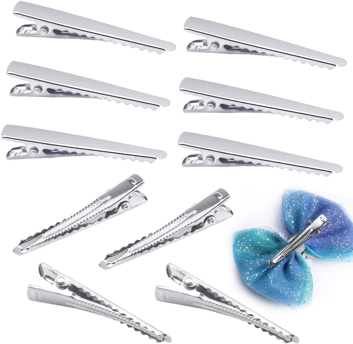 100 Pieces Crocodile Clips Hair,Silver Alligator Clips With Teeth, Non Slip Metal Hair Clip For Women Girls - ShopVlot