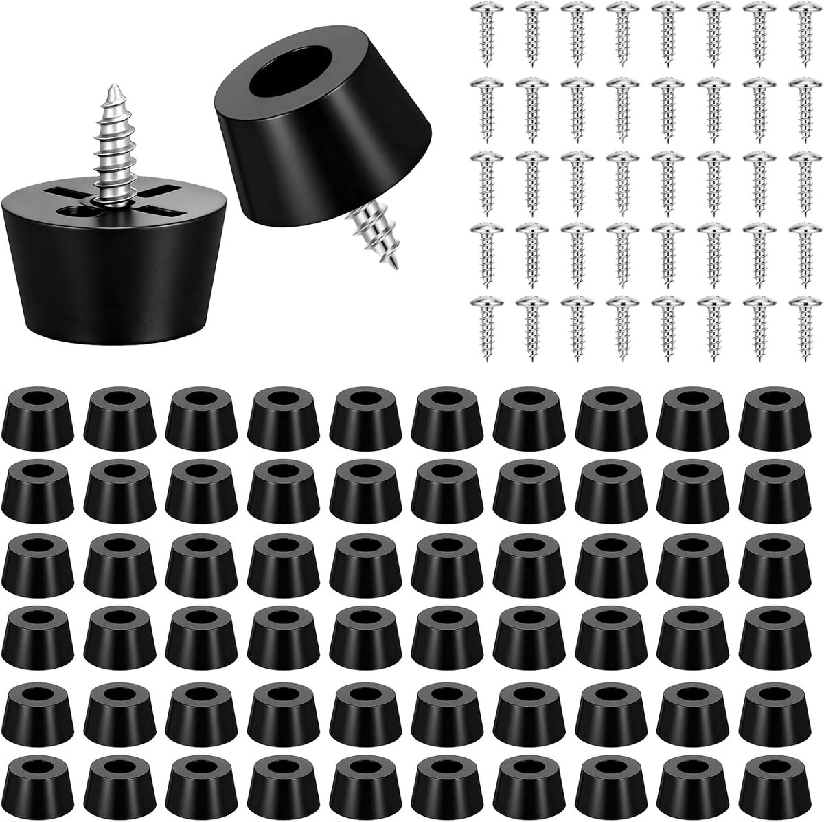 Rubber Feet, Screwable, 60 Pieces, Rubber Base, Non-Slip Rubber Buffer Set with Built-in Stainless Steel Washer and - ShopVlot
