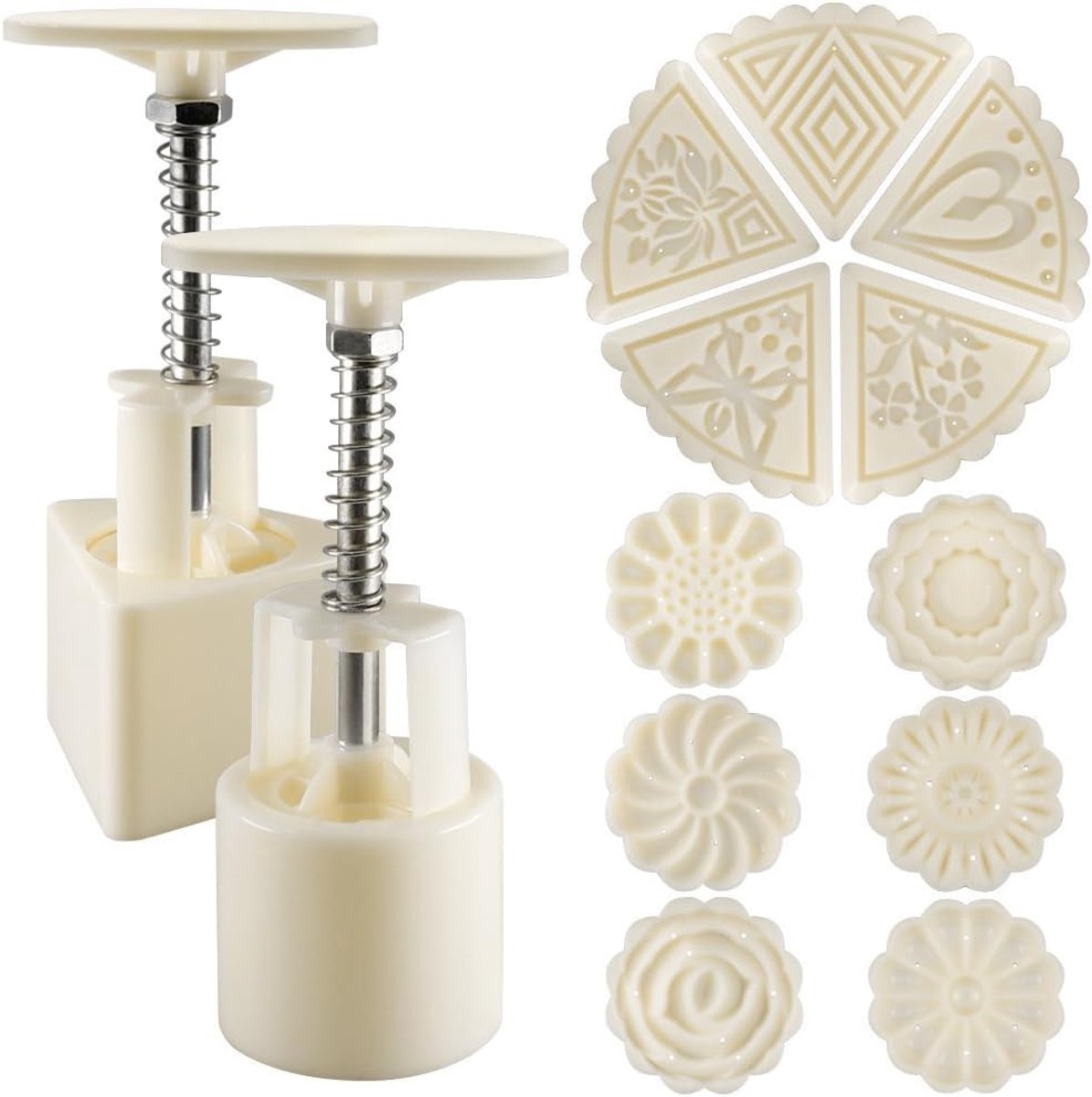 Moon Cake Mould, SENHAI Set of 2 Flowers Triangle Cookie Press with 11 Patterns, Cake Decorating Tools for Baking Cake - ShopVlot