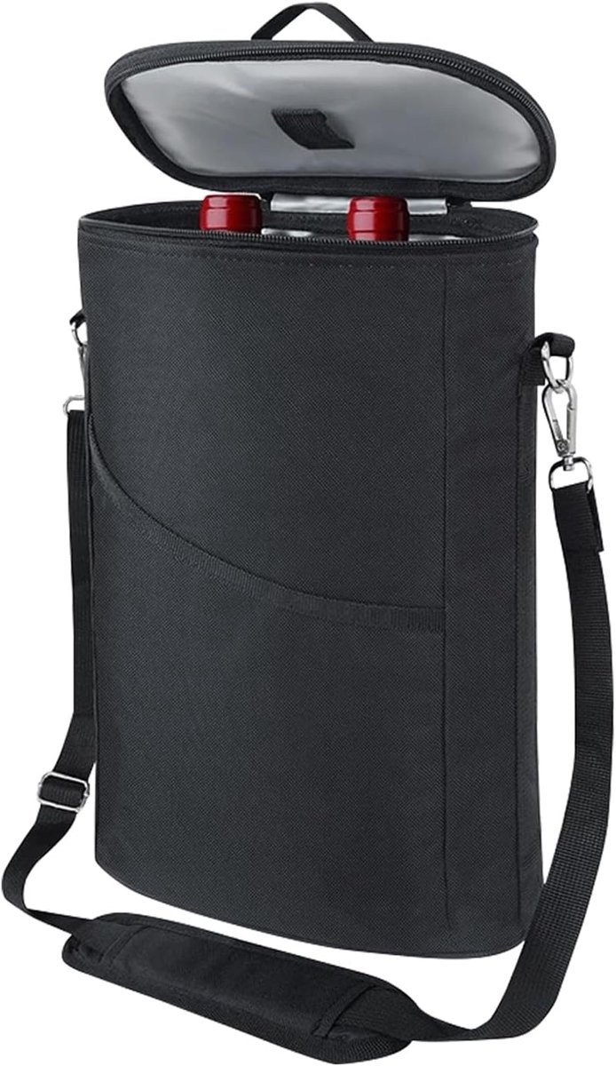 Wine Cooler Bag for 2 Bottles, Wine Bag, Insulated Thermal Backpack with Shoulder Strap, Portable Bag for Travel - ShopVlot