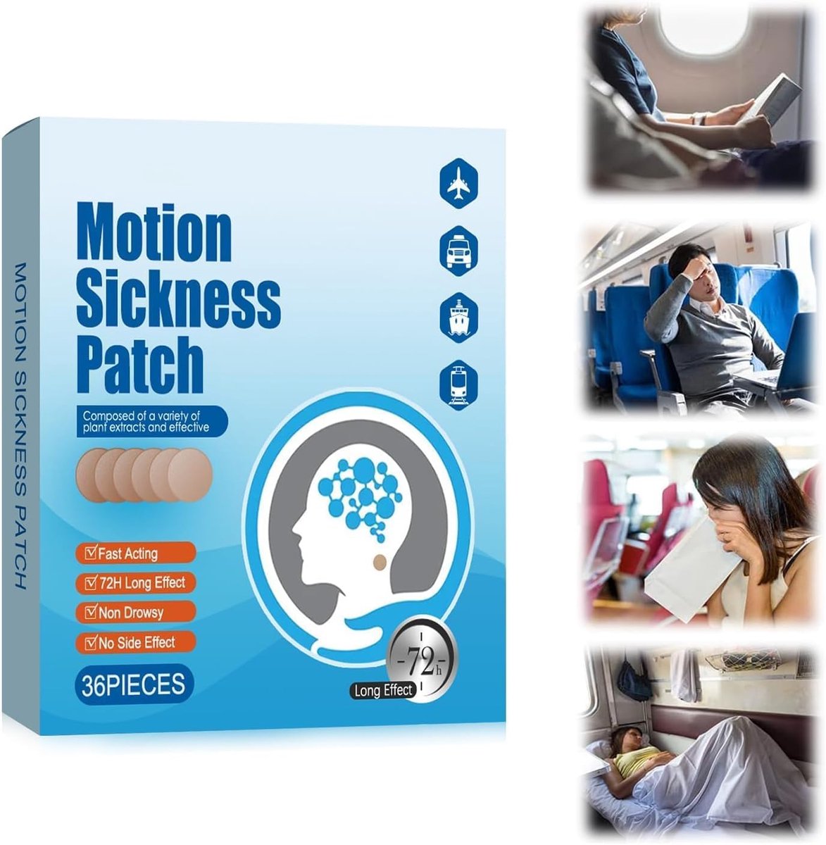 36 patches for motion sickness and motion sickness, for dizziness, for motion sickness, for motion sickness, relieve - ShopVlot