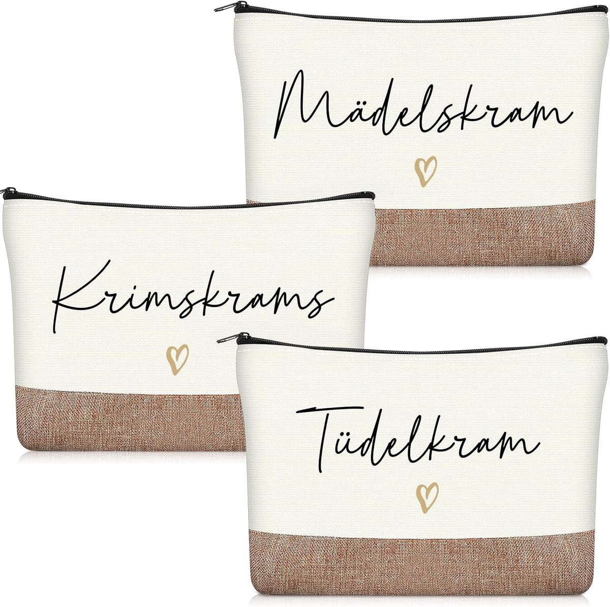 Geiserailie 3 Pièces Trousse de Maquillage Petite Trousse de Toilette Avec Inscription Zippée Portefeuille de Voyage - ShopVlot