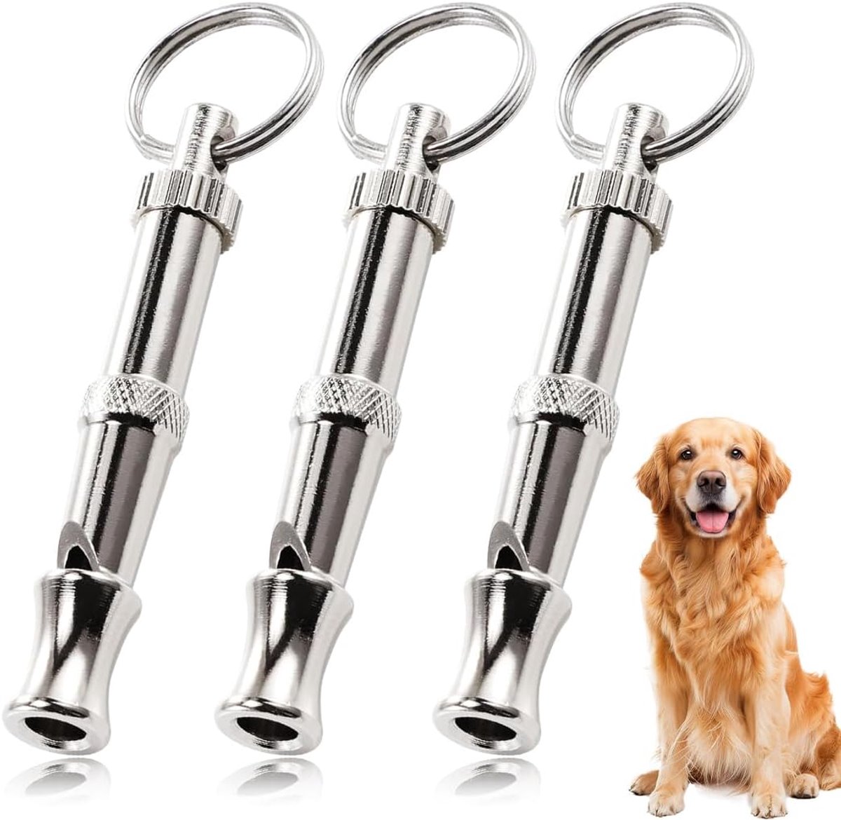 3 x ultrasoon hondenfluitje, hondentrainingsfluitje van verzilverd messing, hoogfrequente hondenfluitje, voor - ShopVlot