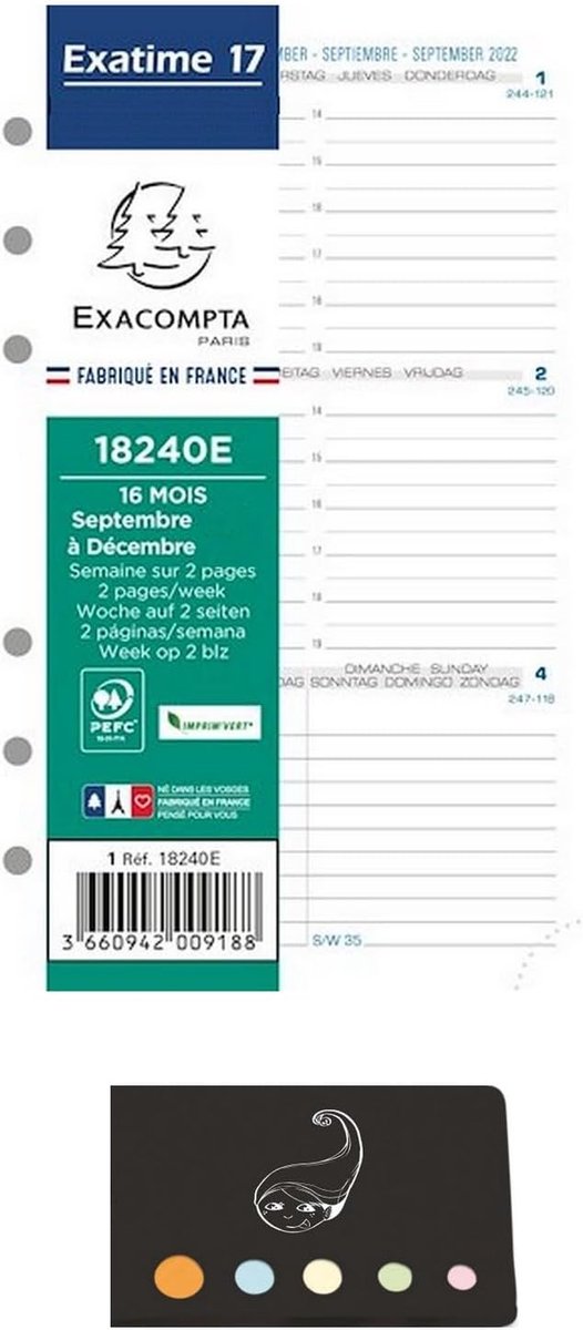 Refill pack September 2024 to December 2025, 1 week on 2 pages, for exotic organiser 17 + self-adhesive index Blumie - ShopVlot