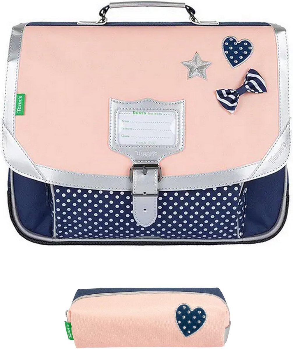 School bag 38 cm + matching rectangular pencil case + bookmark made of wood, cat Blumie, Leonie - ShopVlot