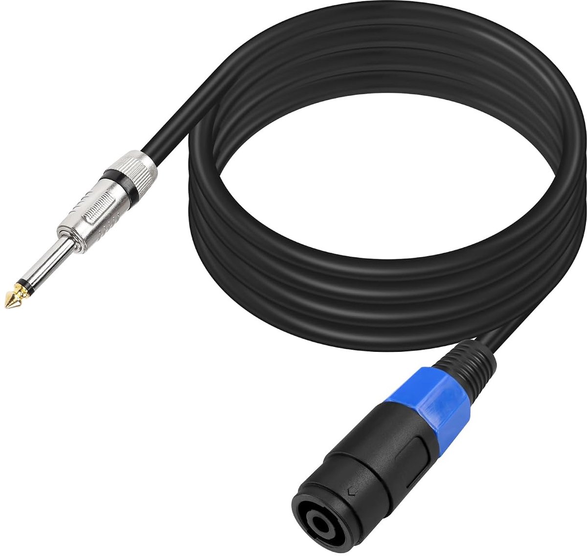 1/4" TS to Speakon Cable, 2 m / 6.6 FT NL4FC 2 Pin Speakon Bus to 1/4 Inch TS Mono Plug Speaker Cable for Audio - ShopVlot