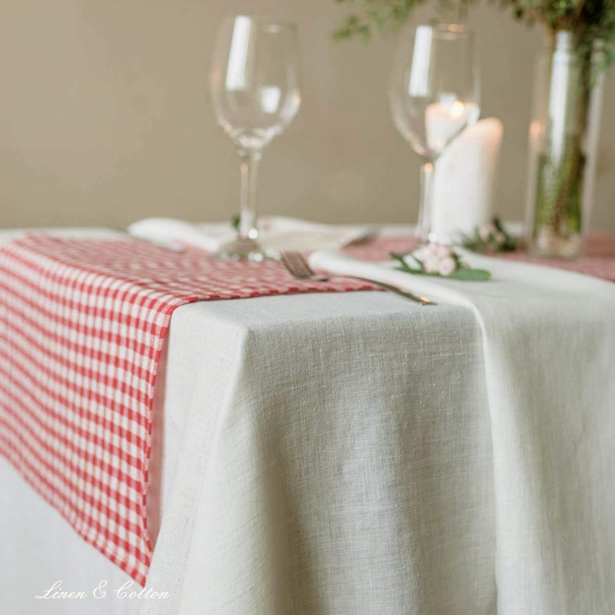 Linen & Cotton Tablecloth Fabric Various Colors Hygge - 100% Linen, Ecru White (140 x 250cm) Table Cloth Covers - ShopVlot