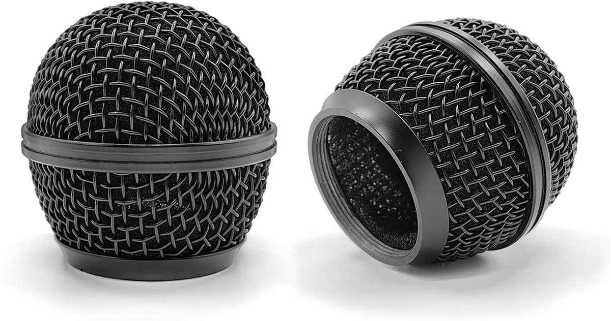 Musiin Microphone Grid Replacement Metal Heads, Enjoy Double The Superior Sound Quality (Black 2-Pack) - ShopVlot