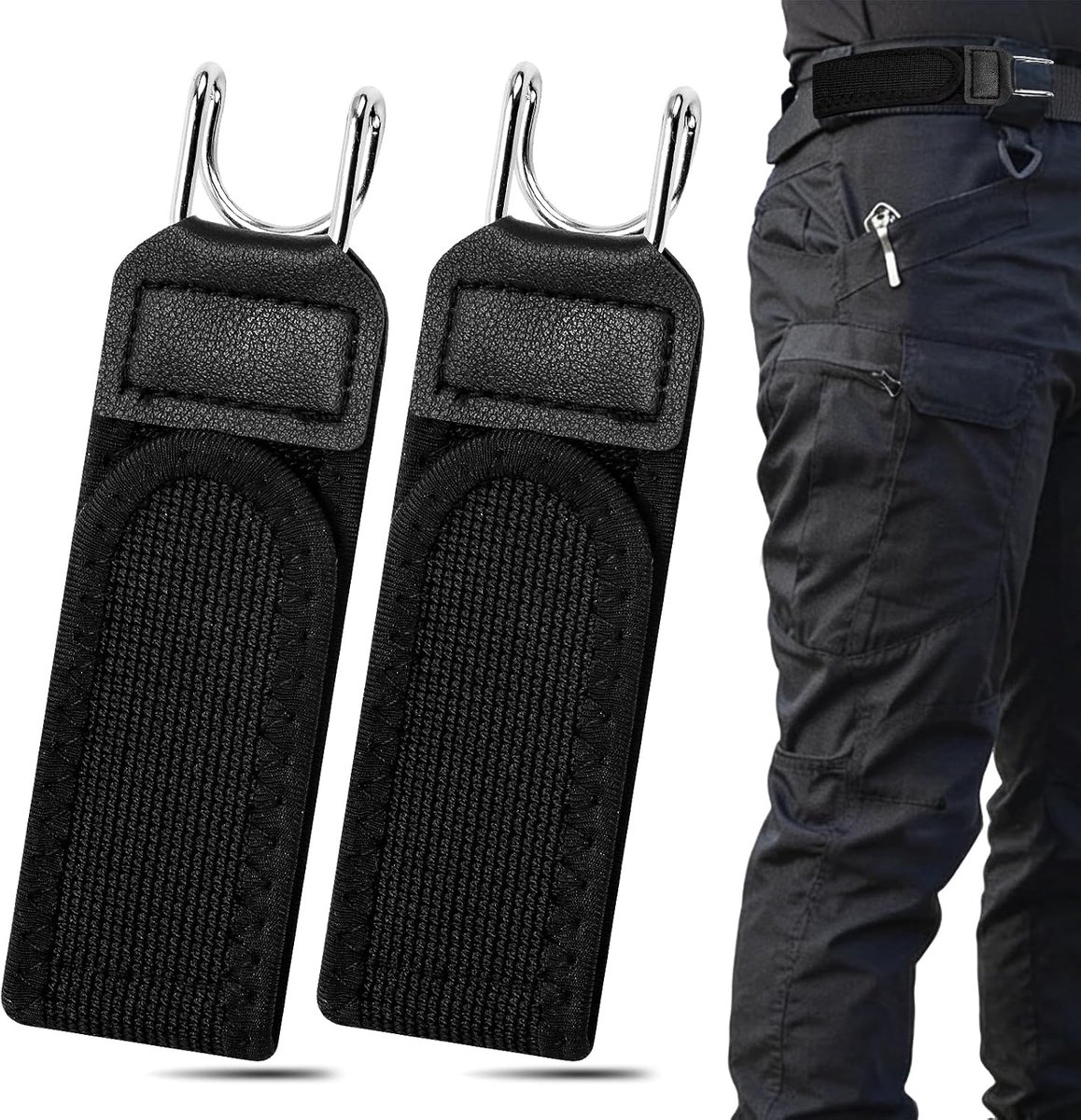 Set van 4 onzichtbare elastische riemen zonder gesp voor heren en dames, verstelbare tactische metalen haak riem met - ShopVlot