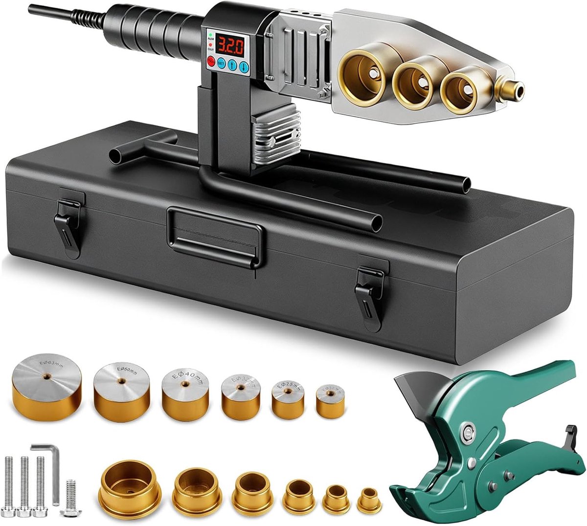 Muffen welding machine, 1500W Weldinger welding machine for plastic pipes Ø 20/25/32/40/50/63 mm PPR tube welding - ShopVlot