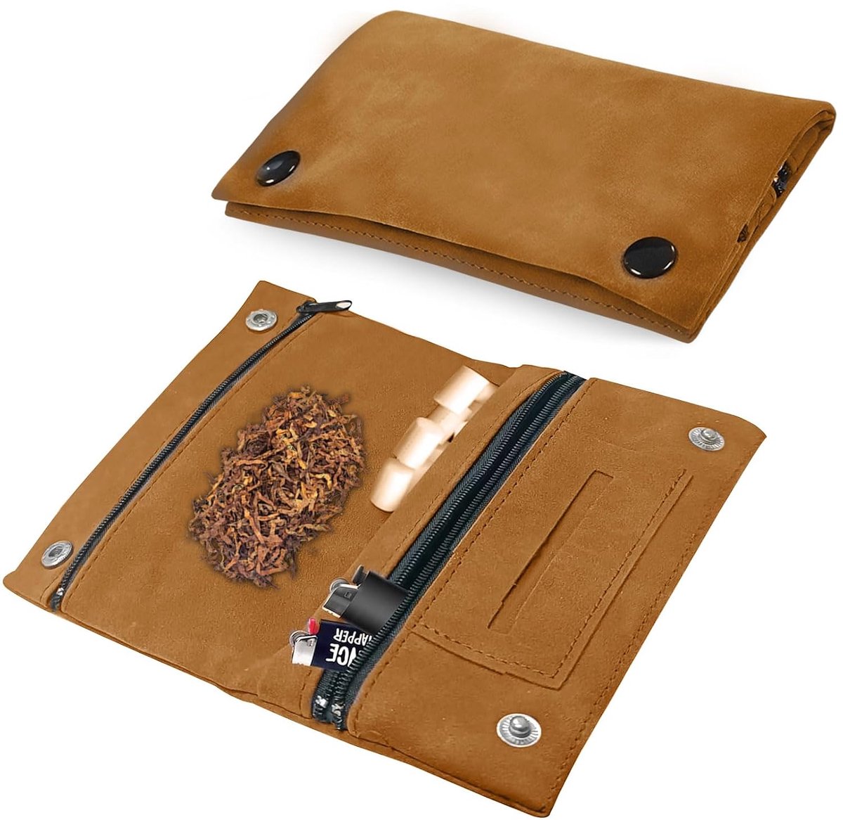 Foldable Tobacco Bag with Filter Compartment and Plate Holder, Khaki, Casual - ShopVlot