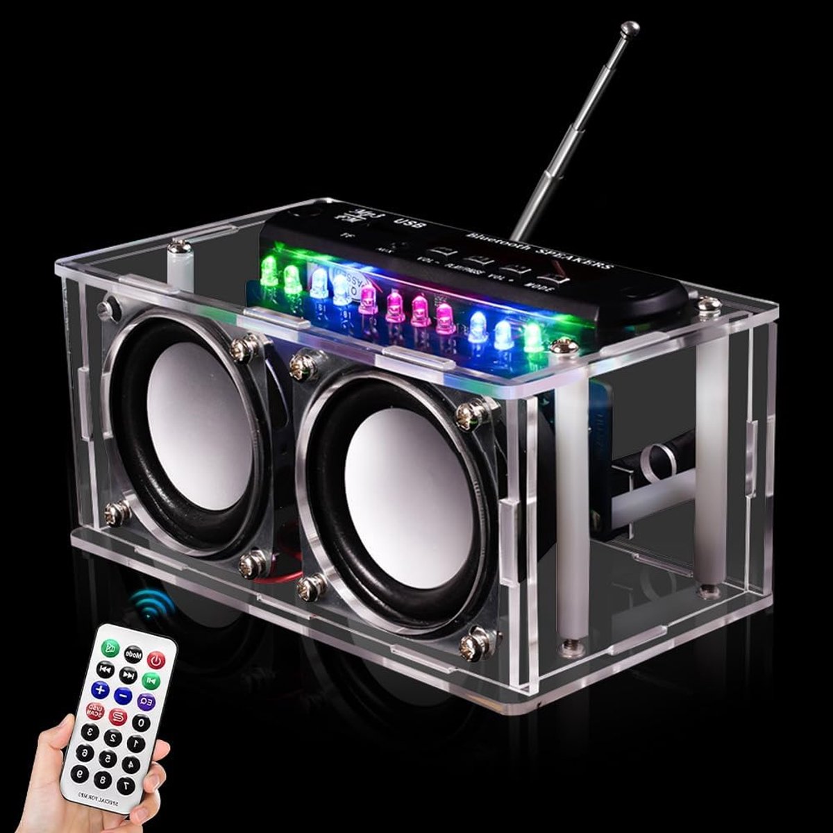 Radio set, 87.5 - 108 MHz DIY electronic components, FM radio set, with LED indicator light, acrylic housing and - ShopVlot