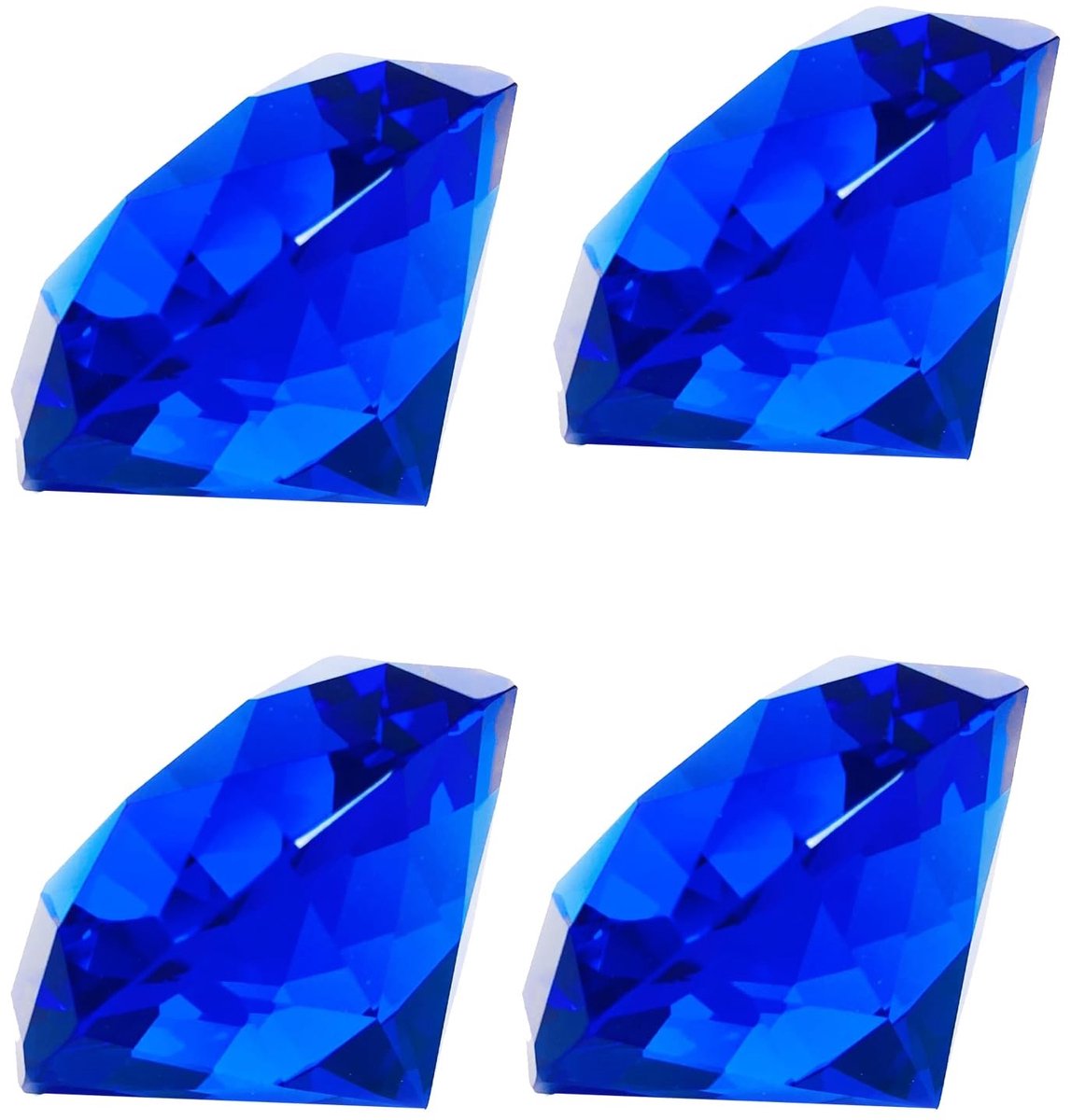Solidchoice - Set van 4 Kristallen Diamant Paperweights (Blauw, 40mm)