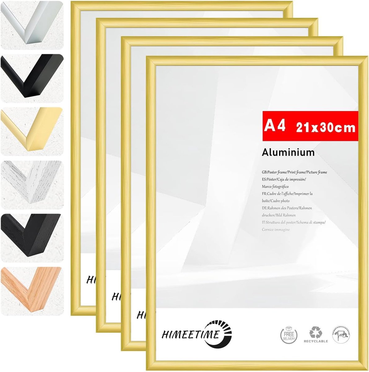 A4 fotolijst 21x30cm - gouden metalen lijst - inclusief documentlijst 21x29.7cm - beschermt uw herinneringen - ShopVlot