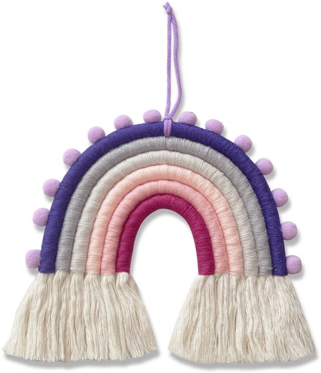 Macrame Rainbow Tapestry - Handgemaakt - Boho Wanddecoratie voor Kinderkamer