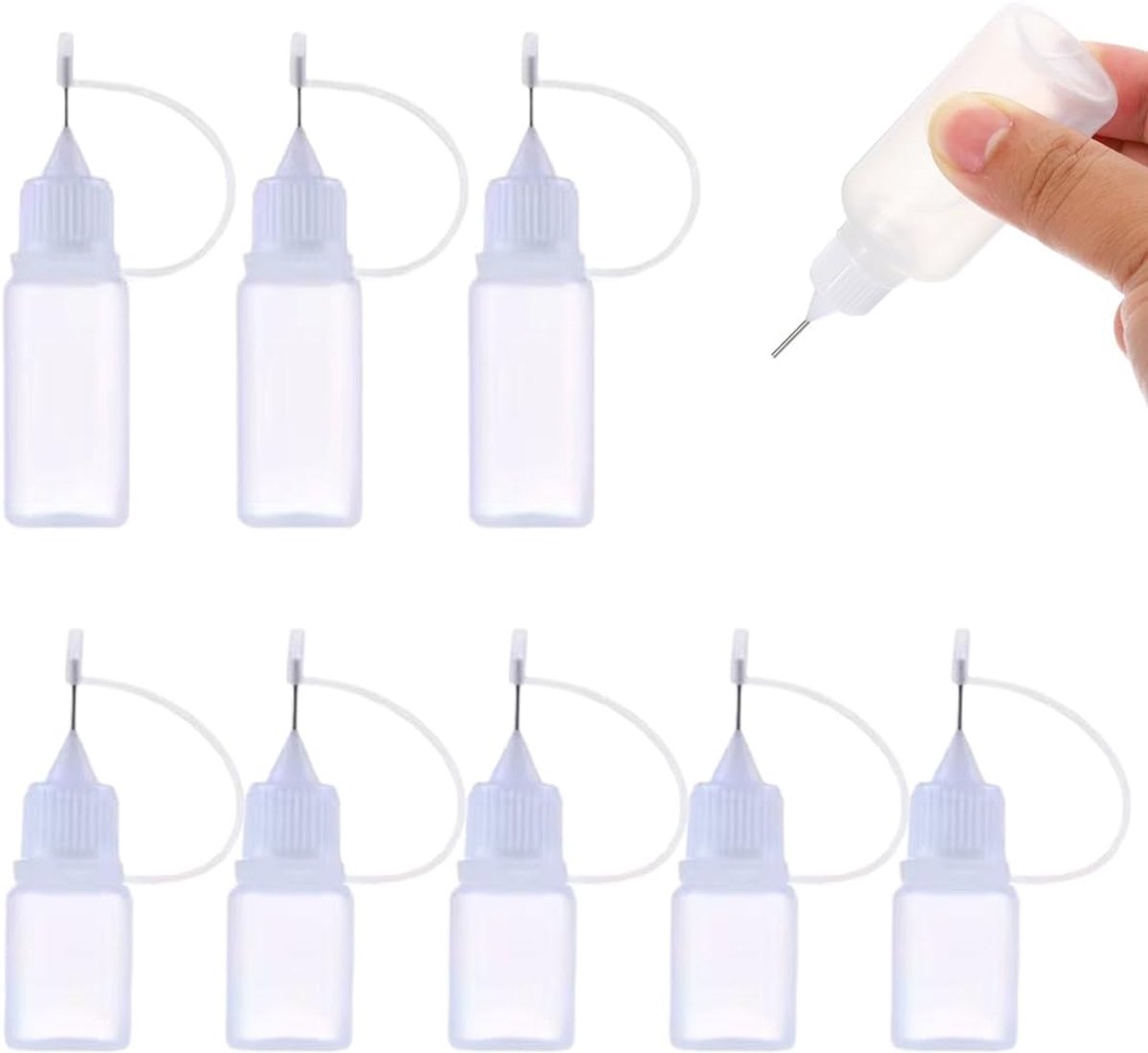 Druppelflesjes 8 stuks - Plastic - Nauwkeurige applicatie - Perfect voor DIY projecten - ShopVlot