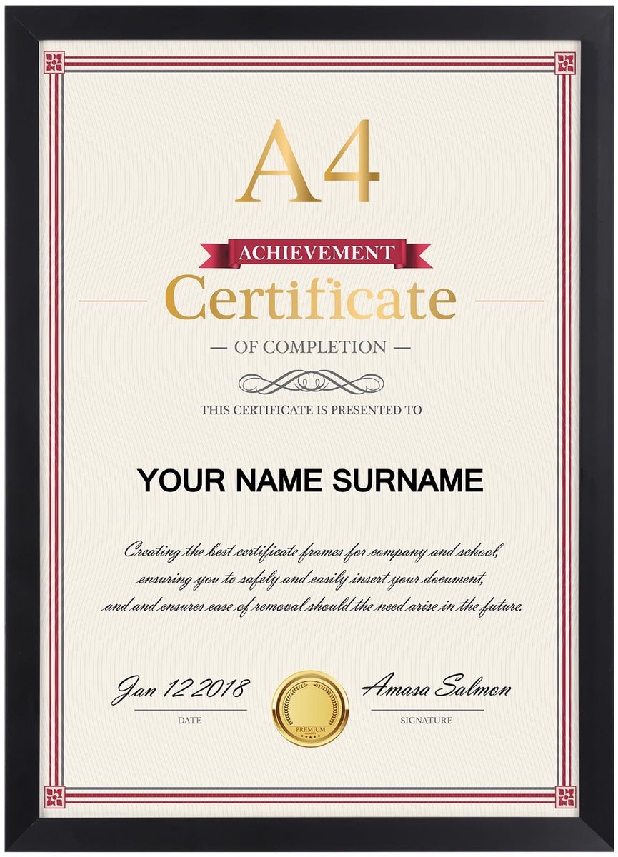 Solidchoice - A4 Fotolijst voor Certificaten en Kunstwerken, Zwart