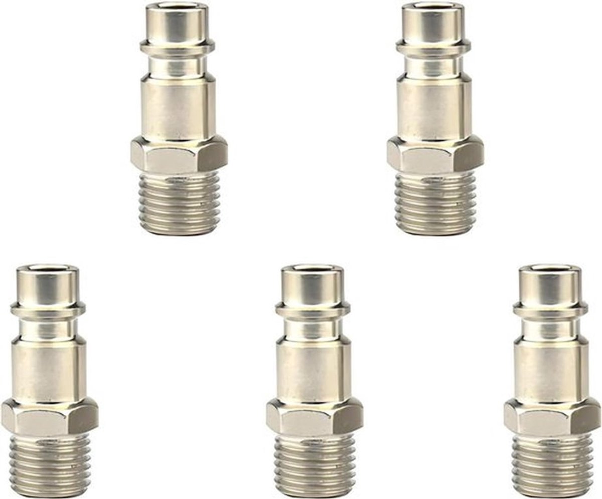 Buitendraad connectoren voor luchtleiding - 5 stuks - slangkoppelingen - pneumatica - luchtcompressor