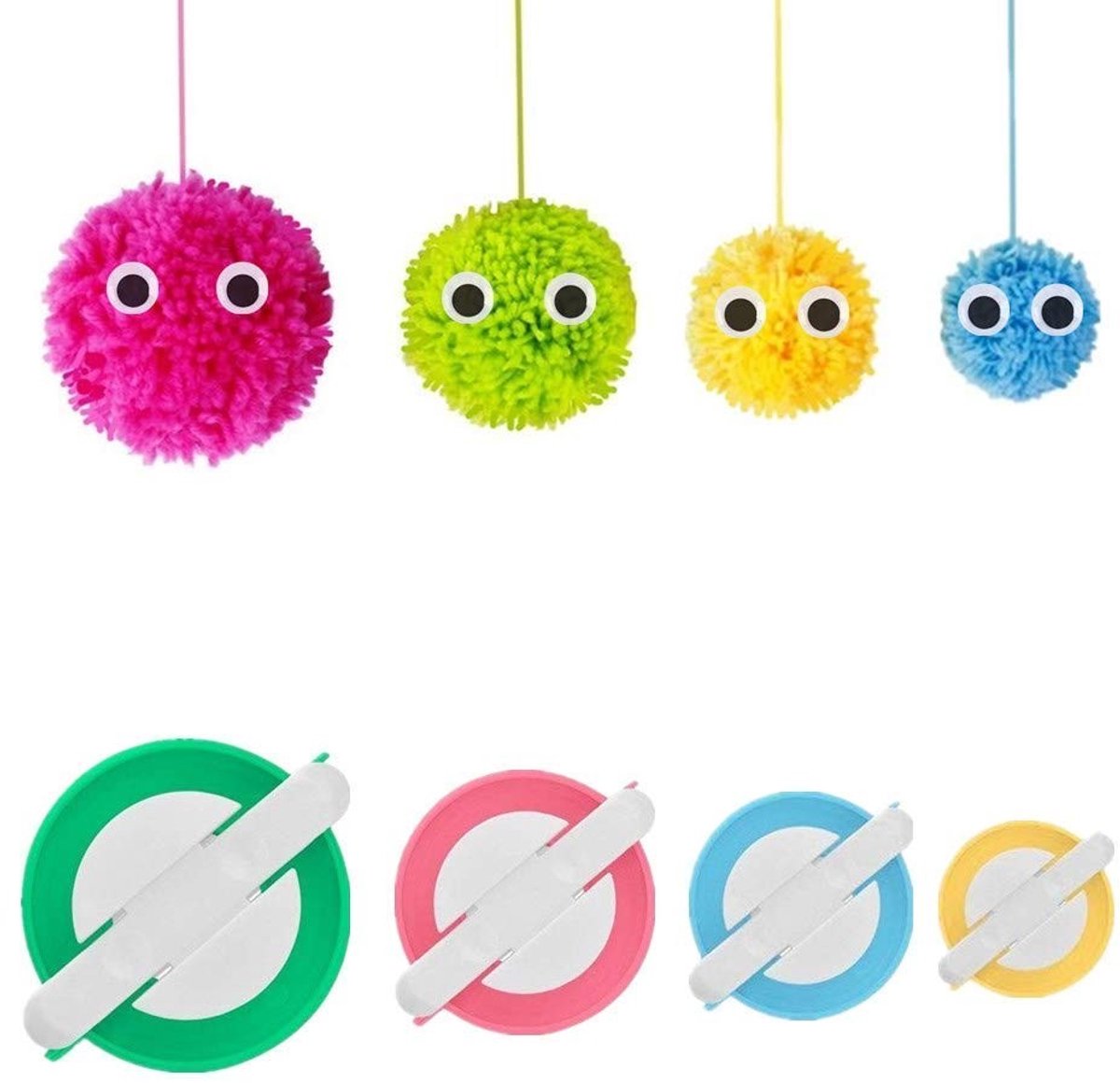 Solidchoice - Pompom Maker Set met 4 Maten voor Creatieve Knutselprojecten