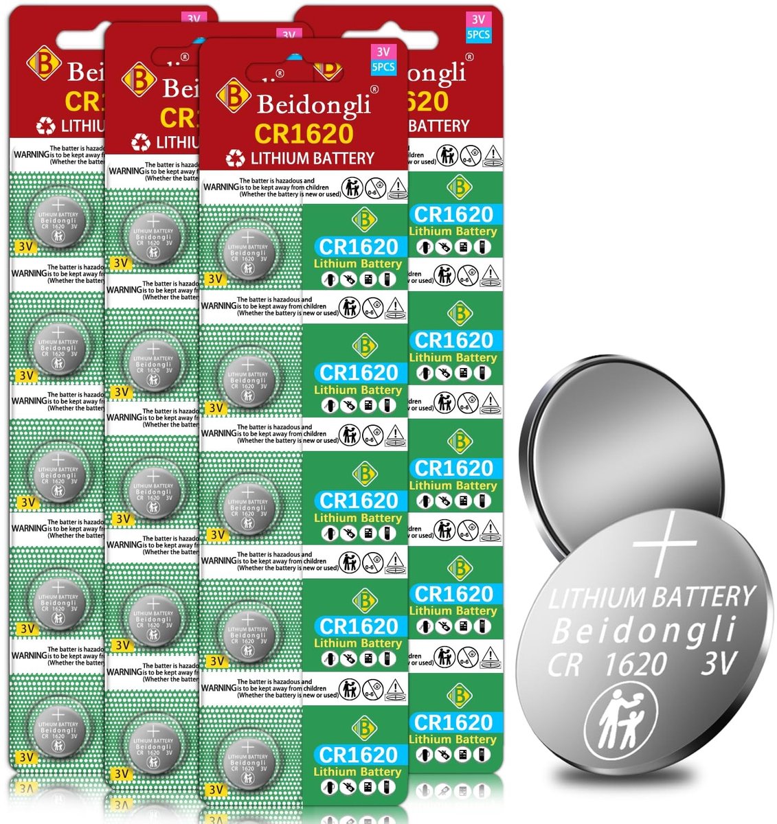 Solidchoice - CR1620 3V Lithium Knopcelbatterijen, 20 Stuks