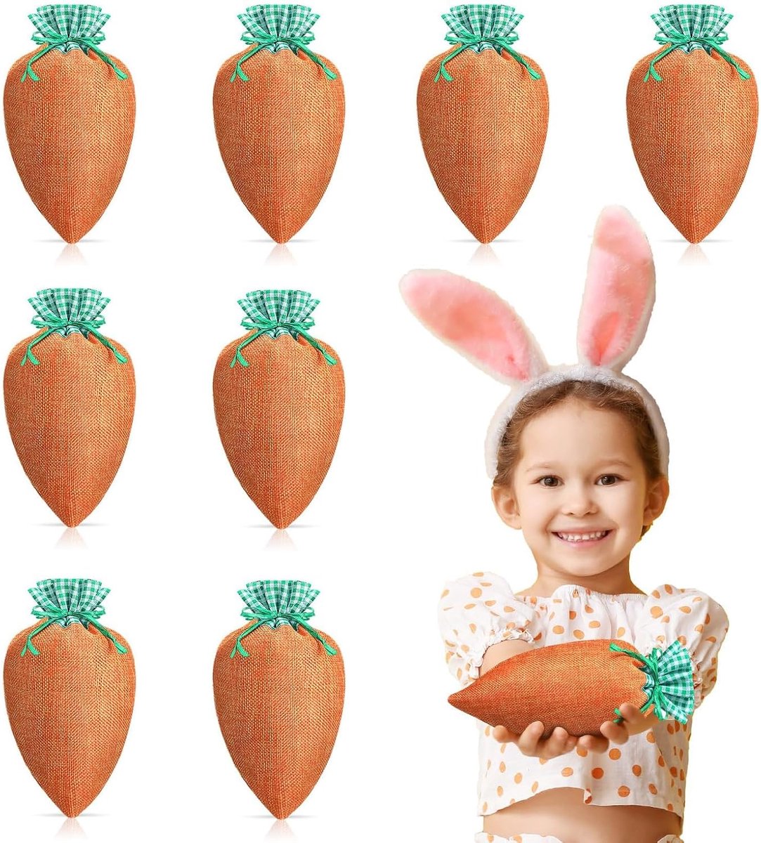 Paaszakjes wortels 15 x 26 cm - set van 8 - schattig ontwerp - perfect voor geschenkverpakking - ShopVlot