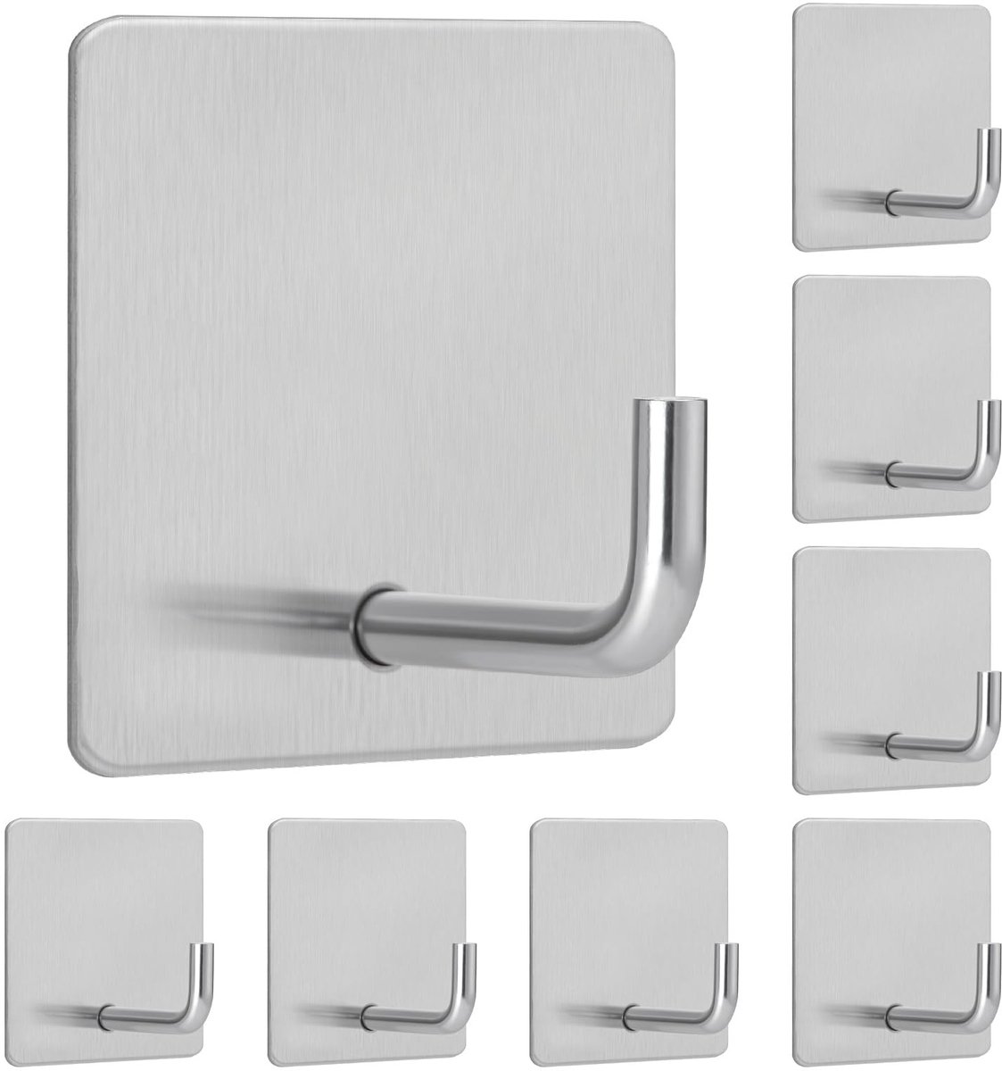 Solidchoice - Set van 8 Zelfklevende RVS Haakjes tot 6kg voor Wand en Deur