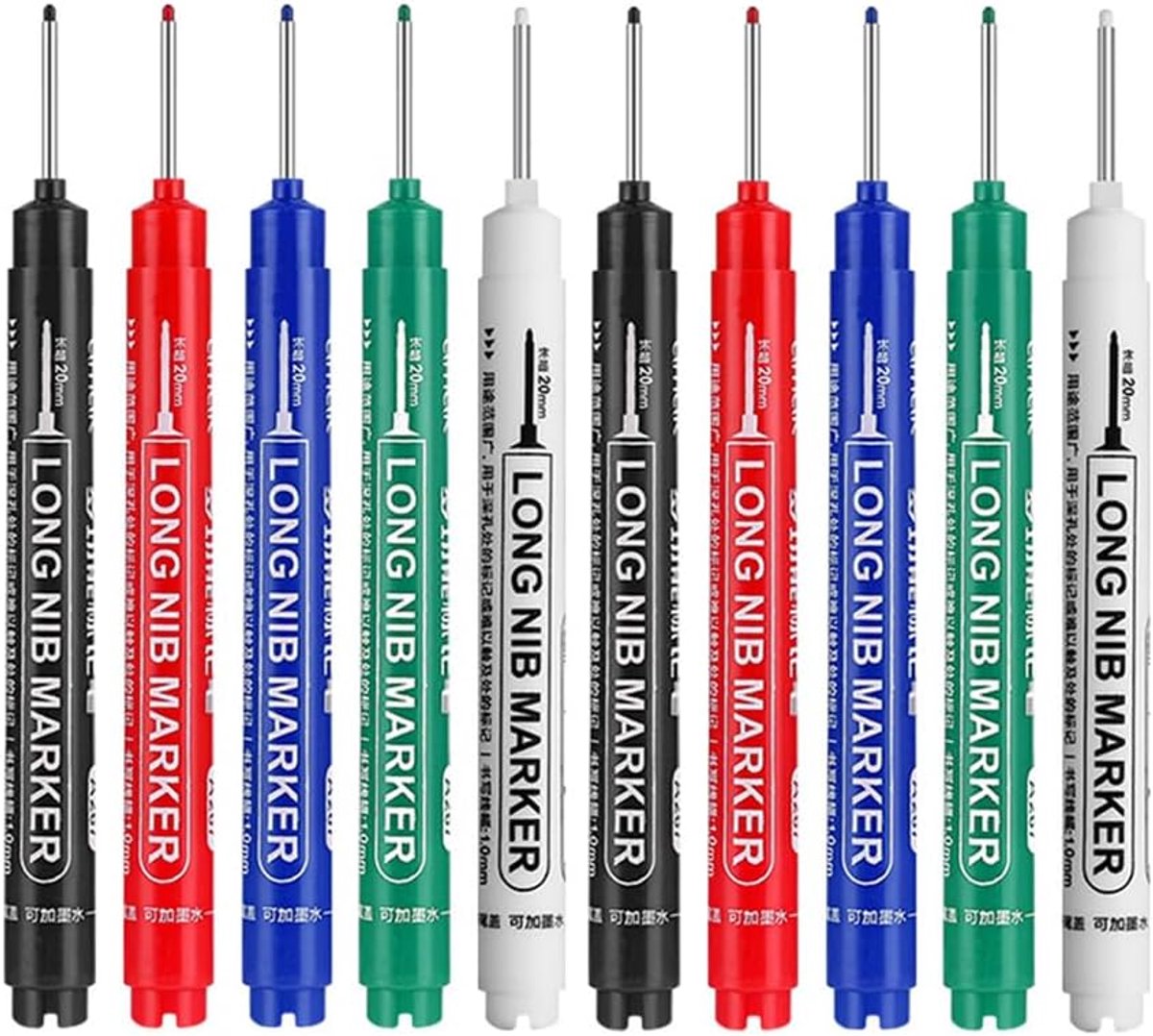 Markeerstiften set van 10 stuks - extra lange punt - waterdicht en permanente marker - ShopVlot