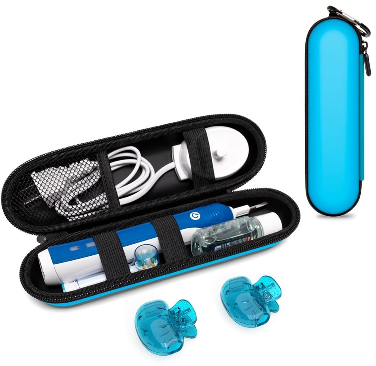 Solidchoice - Reisetui voor Elektrische Tandenborstel met Universele Borsteldoppen in Blauw