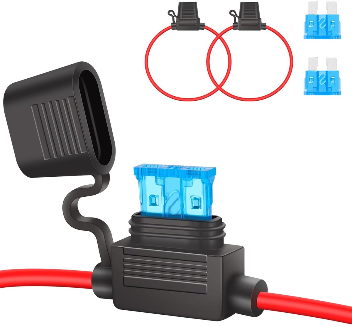 JatilEr Fuse Holder Car Standard 16AWG 2 Pieces, Car Fuse Holder Copper Cable, Car Fuse Holder with 15A Car Fuses for - ShopVlot