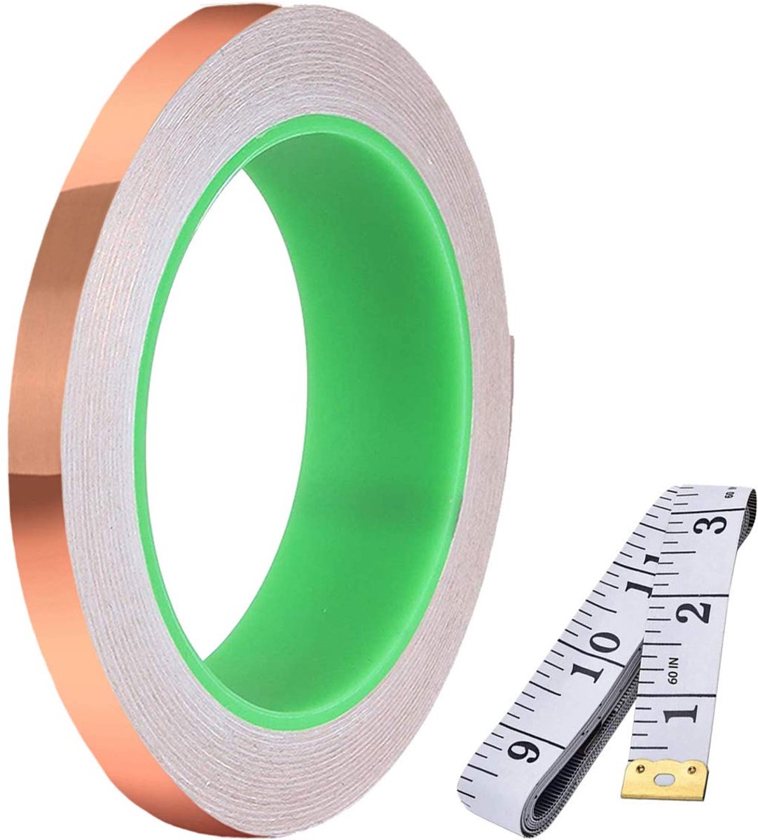 Double Sided Conductive Copper Foil Tape (5mm/0.2in x 30m/98ft) 0.05mm Thickness for Guitar & EMI Shielding - ShopVlot