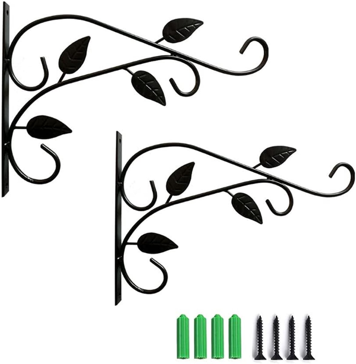 2 Pcs Plant Wall Hooks, Hanging Vase Hooks, Cast Iron Wall Hooks, Lantern Holder Screws for Hanging Plant Baskets - ShopVlot