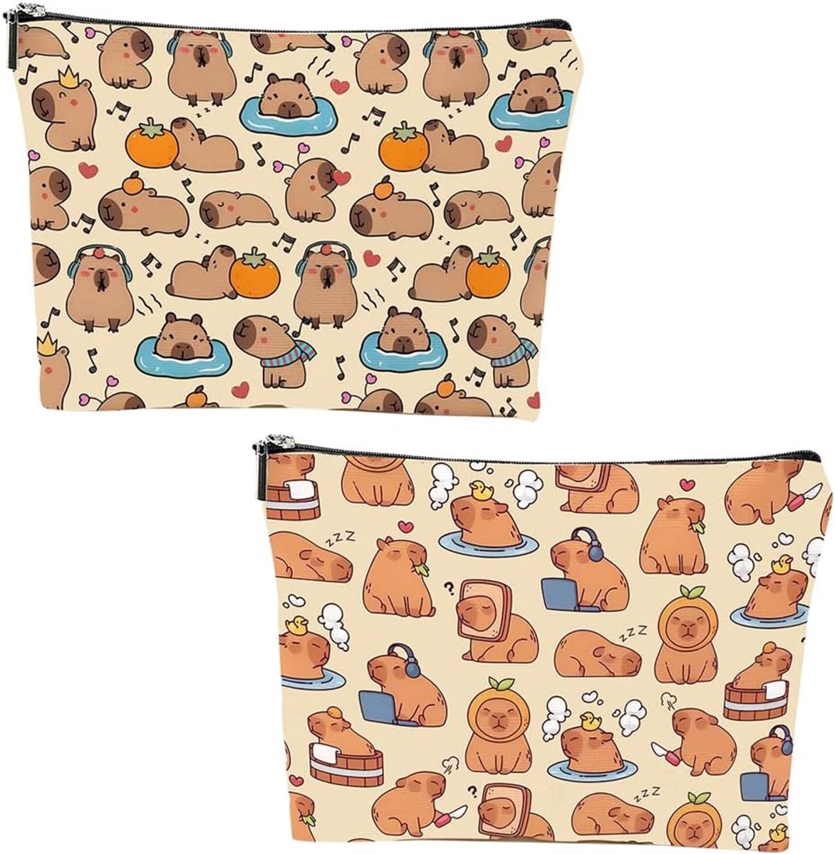 Capybara Makeup Bag with Zip Wallet Pencil Case Toiletry Bag Travel Toiletry Bag Portable - ShopVlot