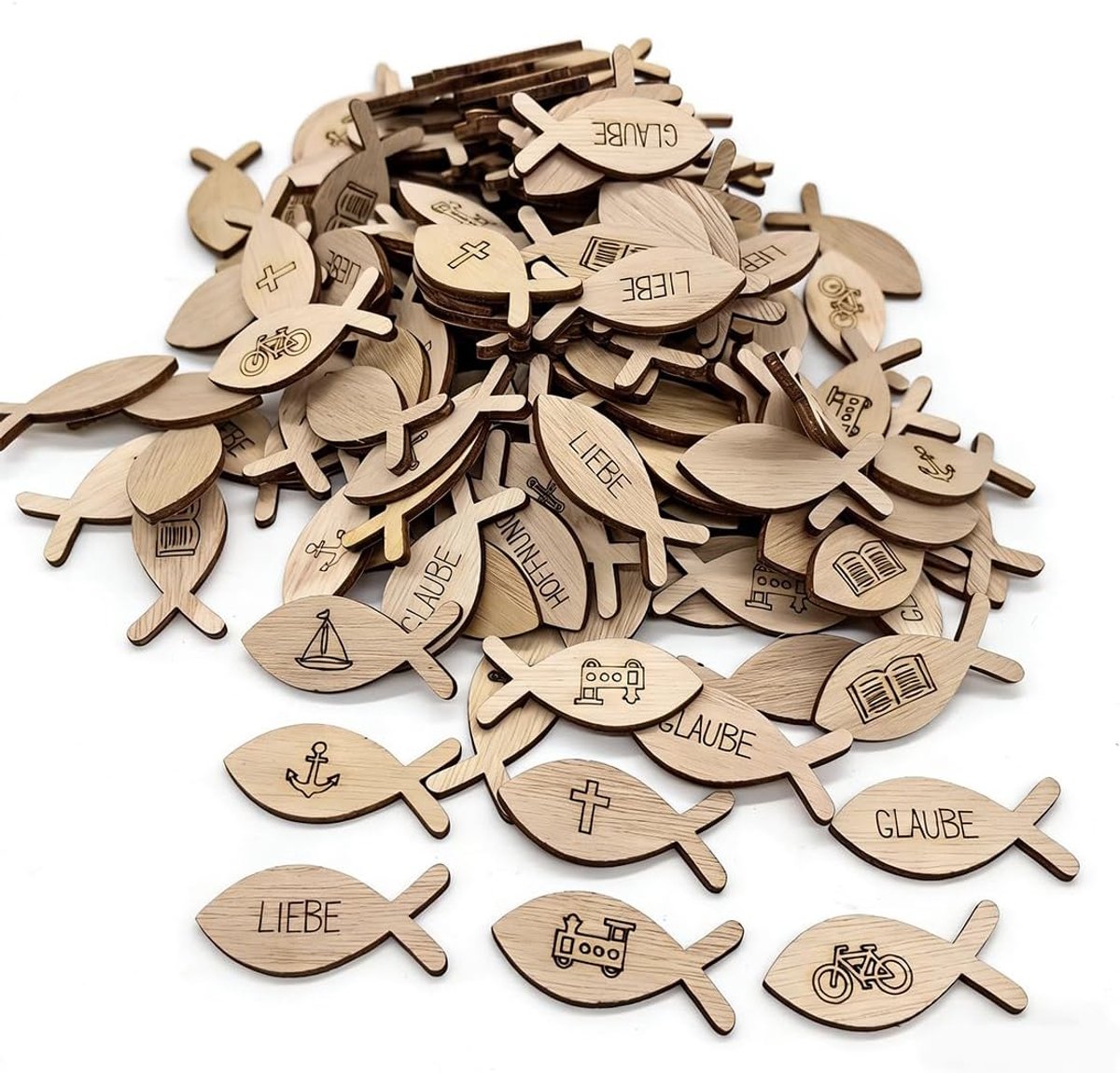 50 Pezzi Bomboniere Battesimo Maschio Decorazione Pesce Battesimo Decorazione Parete Pesci Legno Fette Legno - ShopVlot