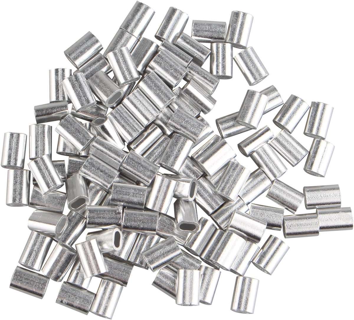 100pcs Aluminum Shrink Sleeve Clips Oval Shaped for 1.5mm Cable Wire Rope Silver Tone - ShopVlot