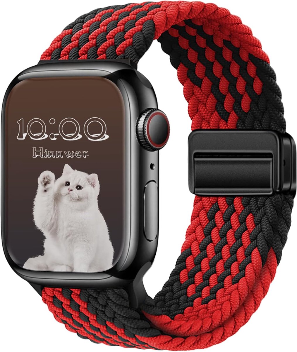 Gevlochten armband voor Apple Watch, armband 46 mm, 42 mm, 44 mm, 45 mm, 49 mm, elastische nylon stoffen band met - ShopVlot