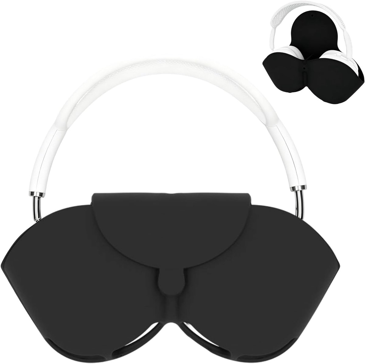 Beschermhoes van zacht PU-leer met magneetsluiting en oplaadaansluiting, voor AirPods Max (zwart) - ShopVlot