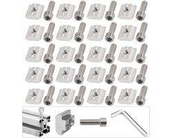 Pack of 20 Grooving Bricks, Aluminium Profile, T-Nut, Rail Screws with L Key, for Aluminium Profile, Extrusion Slot - ShopVlot