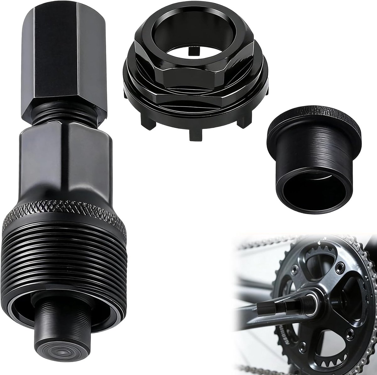 Bicycle Locking Tool 42 mm Black Crankshaft Tool with Crank Puller, Crank Remover, with 8 Teeth for Many Types of Bikes - ShopVlot
