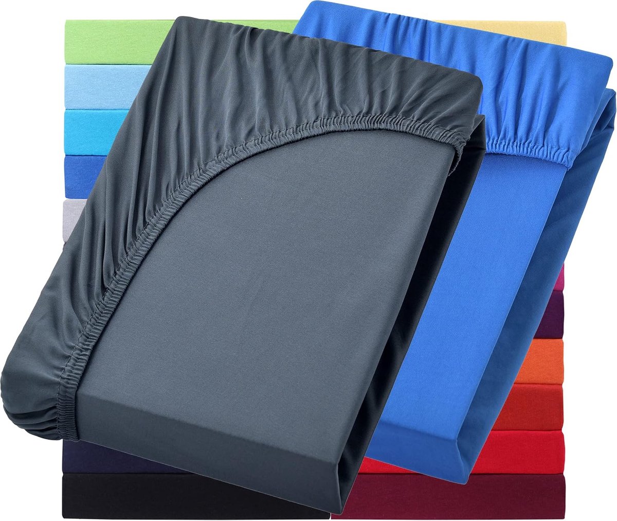 NatureMark Basic Set of 2 Jersey Fitted Sheets 90 x 190 cm - 100 x 200 cm - 25 cm Mattress Height - ShopVlot