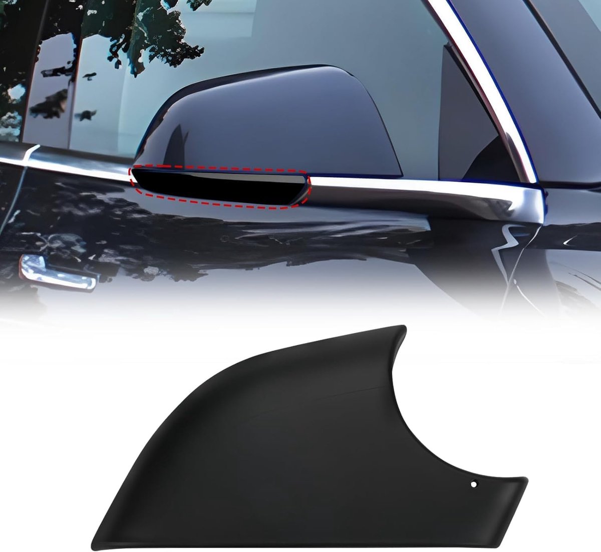 Right Pearl White Model 3 Replacement Mirror Covers Rearview Mirror Cover Compatible with Tesla Model 3 2017 2018 2019 - ShopVlot