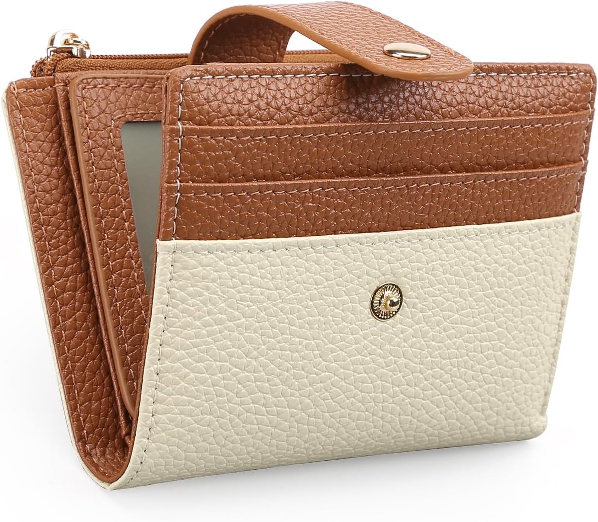 GOIACII Wallet for Women, Small Mini Mini Wallet with RFID Protection, Compact Zipper Coin Purse B03 Beige, Minimalist - ShopVlot