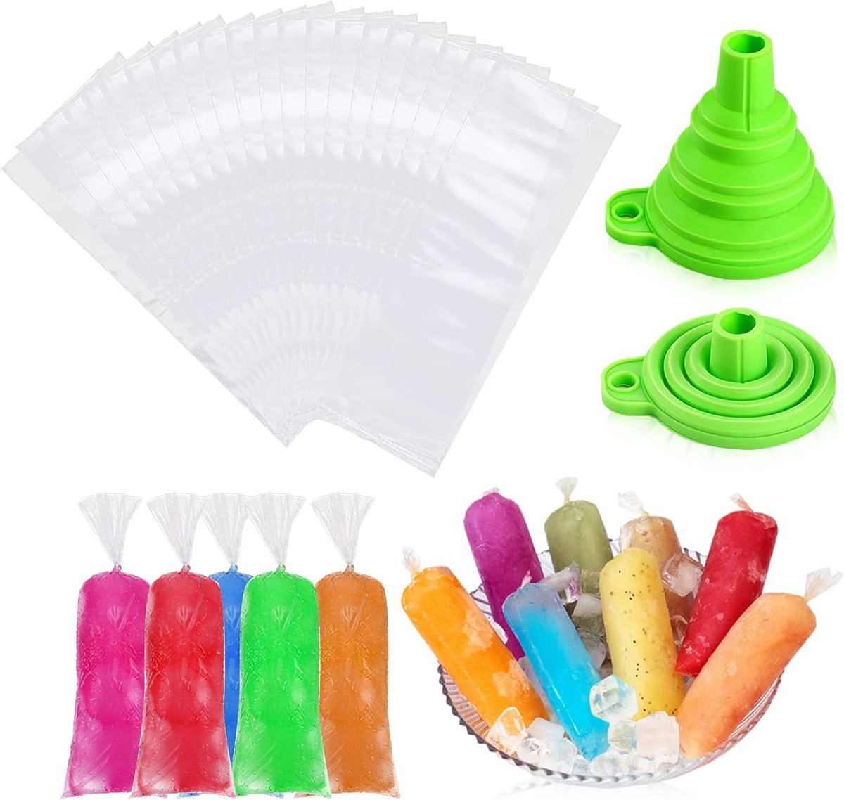 Popsicle Bags, Stackable Plastic Ice Bags with Easy Unlock, Self-Sealing Freezer, Cocktail Food Wine Cooler Bag, 240 - ShopVlot