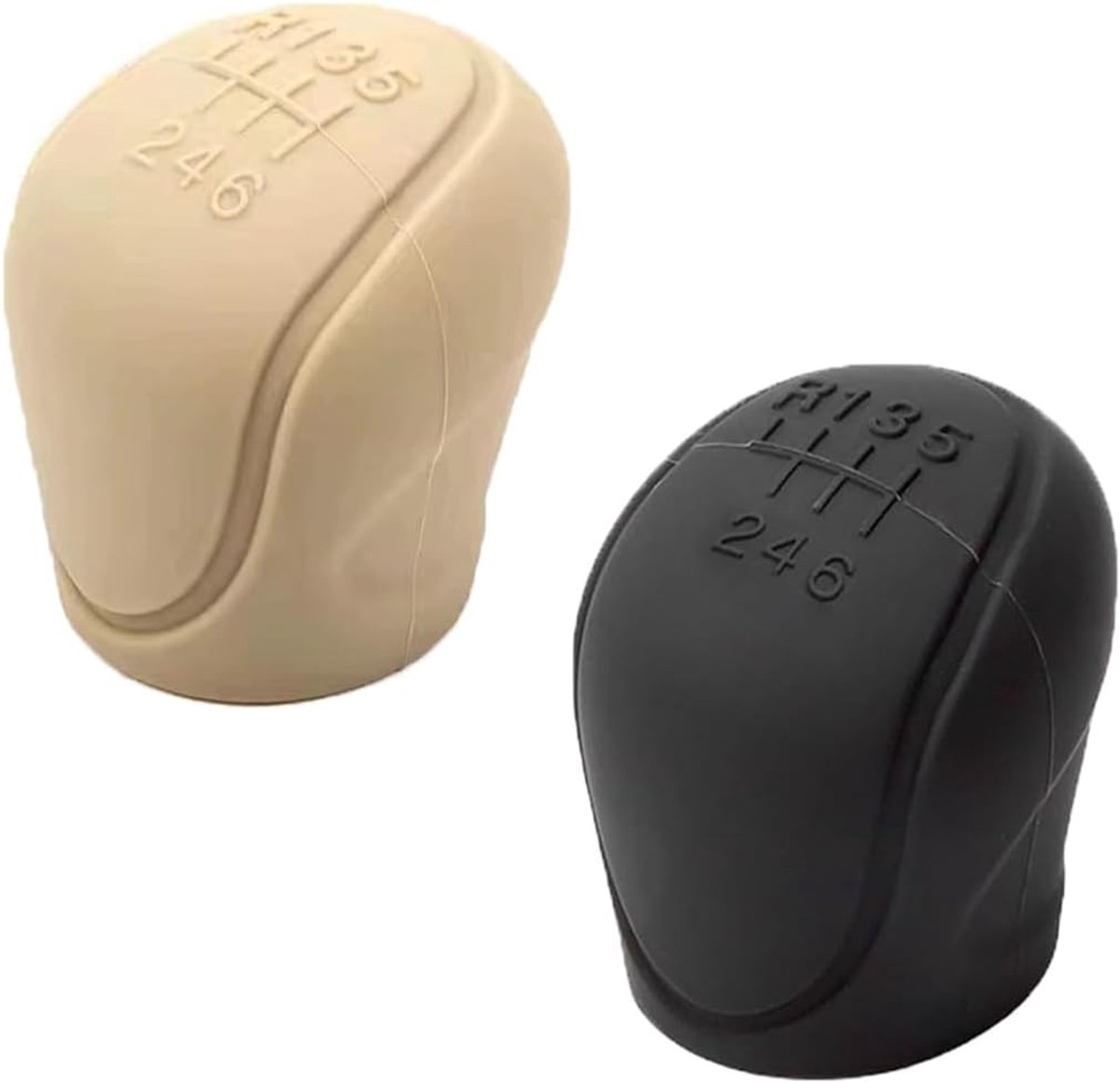 Set of 2 Car Gear Shift Covers Round Soft Silicone Non-Slip 6 Speed - ShopVlot