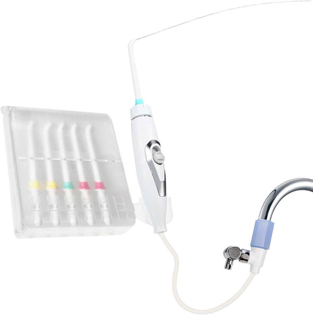 Monddouche - Waterflosser Kraan - Mondverzorging Thuis - Niet Elektrisch - 6 Sproeiers - Wit