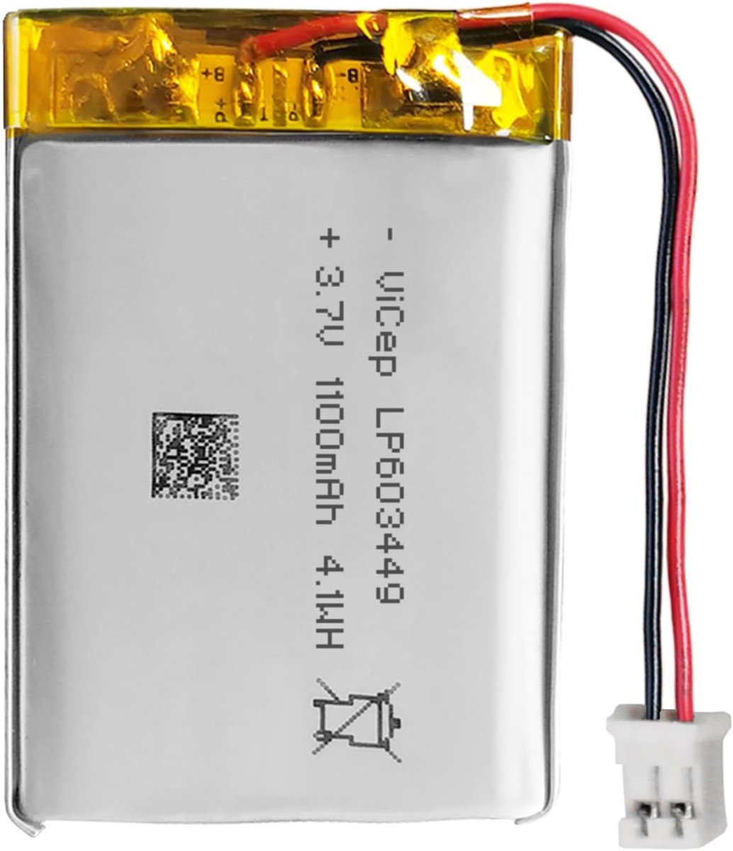 3.7V Lithium Polymer Battery 1100mAh 603449 Rechargeable 3.7 Volt Lipo Battery with JST Connector for Bluetooth - ShopVlot