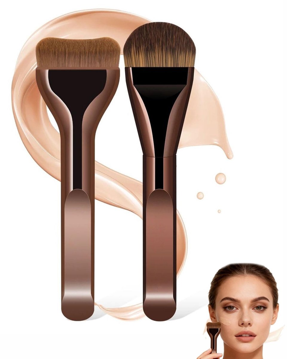 Solidchoice - Set van 2 Ultra Dunne Makeup Penselen voor Foundation en Concealer