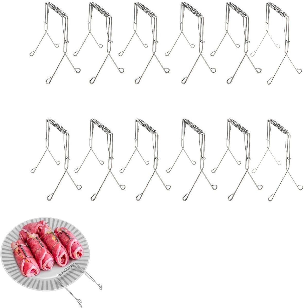 Solidchoice - Set van 12 Rouladeklemmen van Roestvrij Staal