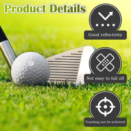 Reflecterende stickers voor golfballen - 300 stuks voor golfsimulators, swinganalyse en balmarkering van Merkloos — afbeelding 2