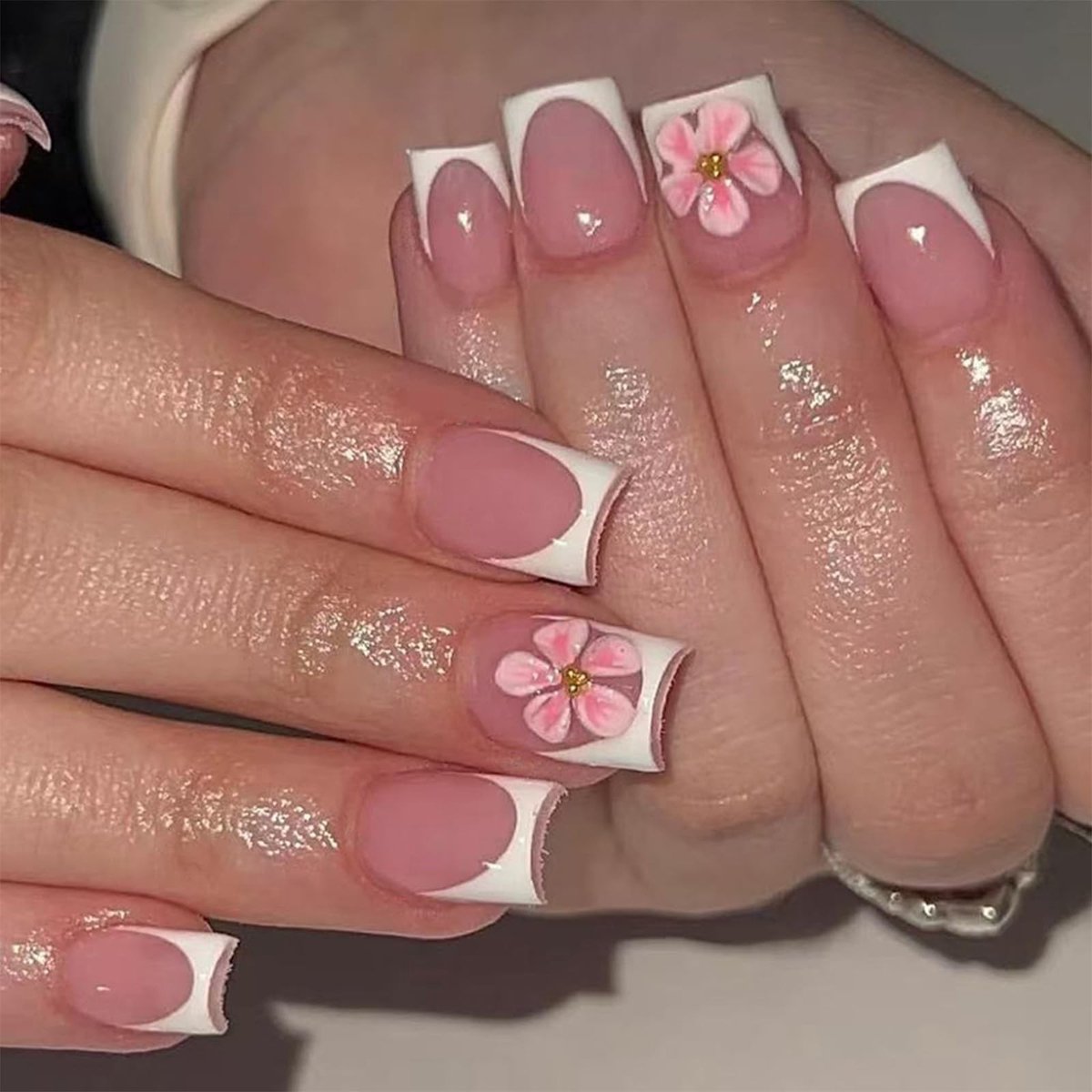 Solidchoice - Set van 24 Persnagels met Franse Manicure