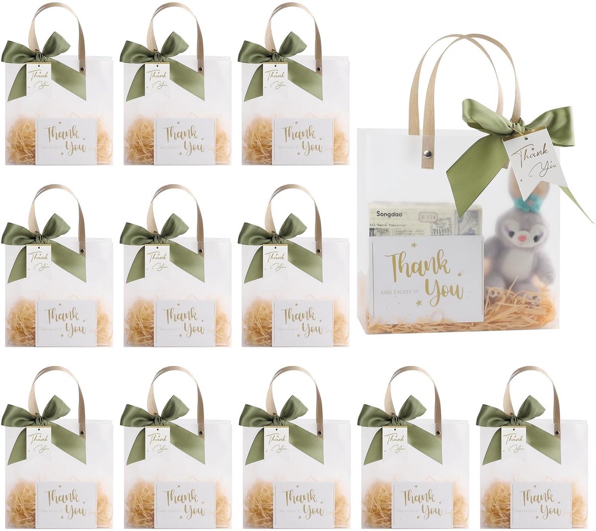 Solidchoice - Set van 12 Herbruikbare Geschenkzakjes met Handgrepen